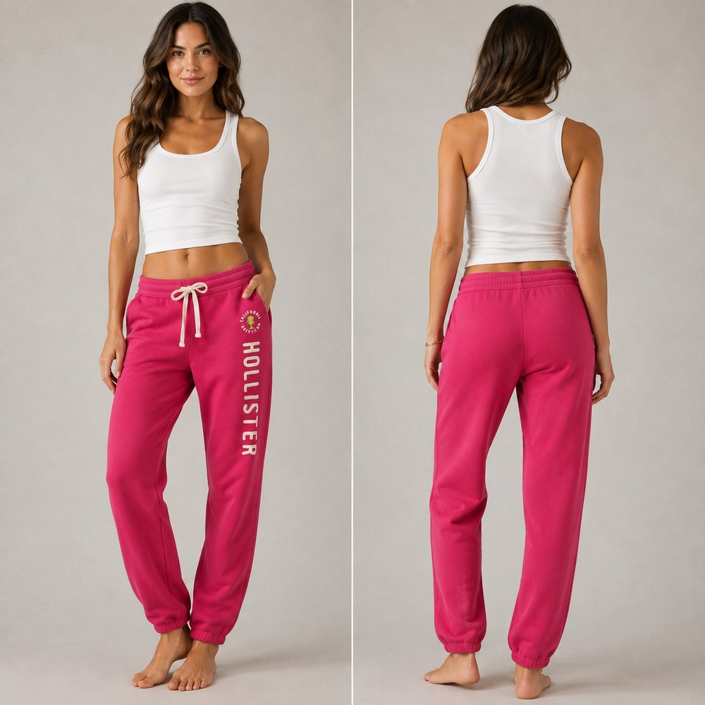 Vintage Hollister Sweatpants Womens XS Pink California Surf Team Logo Jogger Y2K